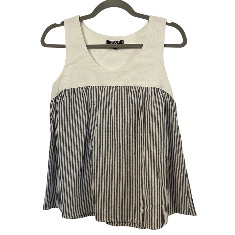 POL Striped Black and White Tank Top